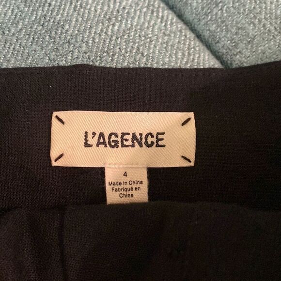 L'Agence Black Alex Cotton-Linen Blend Paperbag Mini Shorts Size 4 - Picture 2 of 6